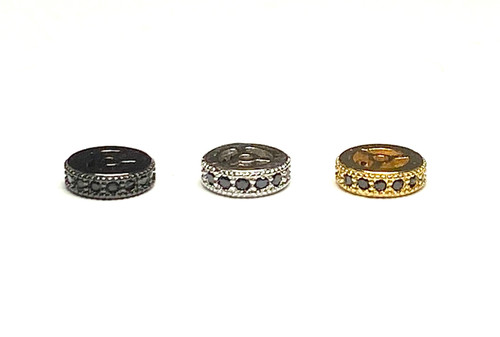 CZMP004 - Single Row CZ Spacer w/Black Crystal, 2x6mm (each)