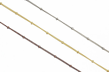 CH114 - Satelite Chain With 2mm Ball And 0.7mm Curb Chain, Solid Brass Electroplated (Per Foot)