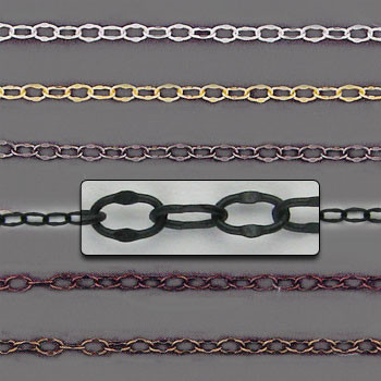 CH1010 - 4mm x 2.5mm Crimped Oval Chain, Solid Brass Electroplated (Per Foot)