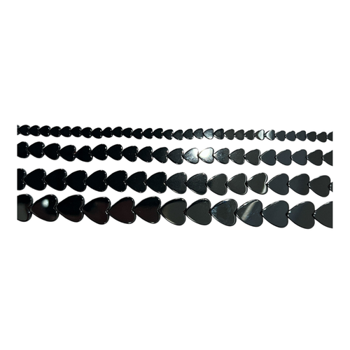Flat Heart Hematite, Top/Bottom Drilled (Approx. 15" str)
