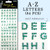 10mm (3/8 in.) Dark Green Alphabet Letters, Flatback Rhinestones (84 pcs) Self-Adhesive - Easy Peel Strips
