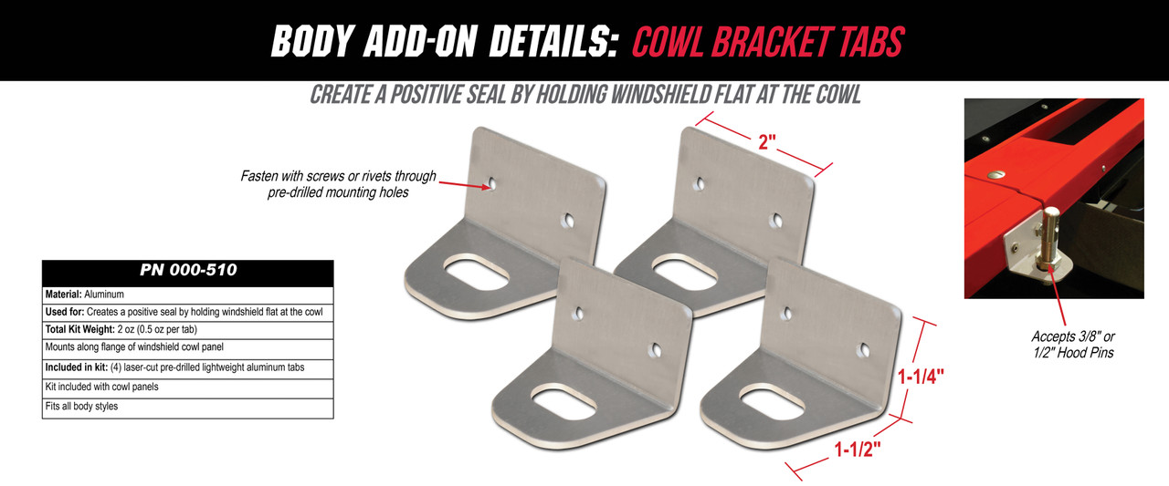 COWL BRACKET TABS - 4 PCS. COWL BRACKET TABS - 4 PCS.