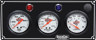 QuickCar 3 Gauge Panel OP/WT/Volt Black