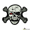 RED EYE PIRATE SKULL AND CROSSBONES AWESOME HUGE 12 INCH WIDE EMBROIDERED BIKER BACK PATCH