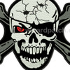 RED EYE PIRATE SKULL AND CROSSBONES AWESOME HUGE 12 INCH WIDE EMBROIDERED BIKER BACK PATCH