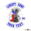 LIBERTY SONS OF TEXAS EMBROIDERED ROCKER BADGES AND REAPER LOGO CHOOSE YOUR CUSTOM LOWER TEXT MC CLUB BIKER VEST PATCHES