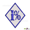EMBROIDERED PATCH 1 PERCENT DIAMOND BIKER BADGE IN IFC RAILROAD FONT SEW OR IRON ON COLOR TYPE 1