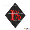 EMBROIDERED PATCH 1 PERCENT DIAMOND BIKER BADGE IN IFC RAILROAD FONT SEW OR IRON ON COLOR TYPE 4