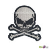 SKULL CROSSBONES BIKER IRON ON BADGE EMBROIDERED PATCH 4 INCH VEST BONES DESIGN LOGO