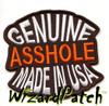 GENUINE ASSHOLE Biker Tag Funny biker tag patch