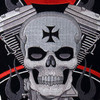 V-TWIN SKULL IRON CROSS LARGE BACK PATCH