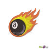 FLAMING 8 BALL PATCH EMBROIDERED BADGE IRON ON BIKER VEST LOGO FLAMES AROUND A 8 CUE BALL