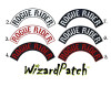 ROGUE RIDER EMBROIDERED TOP ROCKER PATCH FULL SIZE. Available in 6 different color types