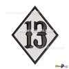 EMBROIDERED PATCH 13 DIAMOND BIKER BADGE IN CARNIVALEE FONT SEW OR IRON ON COLOR TYPE 2