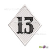 EMBROIDERED PATCH 13 DIAMOND BIKER BADGE IN IFC RAILROAD FONT SEW OR IRON ON COLOR TYPE 10