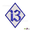 EMBROIDERED PATCH 13 DIAMOND BIKER BADGE IN OLDE ENGLISH FONT SEW OR IRON ON COLOR TYPE 1