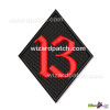 EMBROIDERED PATCH 13 DIAMOND BIKER BADGE IN OLDE ENGLISH FONT SEW OR IRON ON COLOR TYPE 4