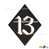 EMBROIDERED PATCH 13 DIAMOND BIKER BADGE IN OLDE ENGLISH FONT SEW OR IRON ON COLOR TYPE 7