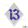 EMBROIDERED PATCH 13 DIAMOND BIKER BADGE IN OLDE ENGLISH FONT SEW OR IRON ON COLOR TYPE 8