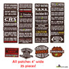 MC BIKER TAG 35PC LOT ALL 4&quot; WIDE, BUY IN BULK AND SAVE