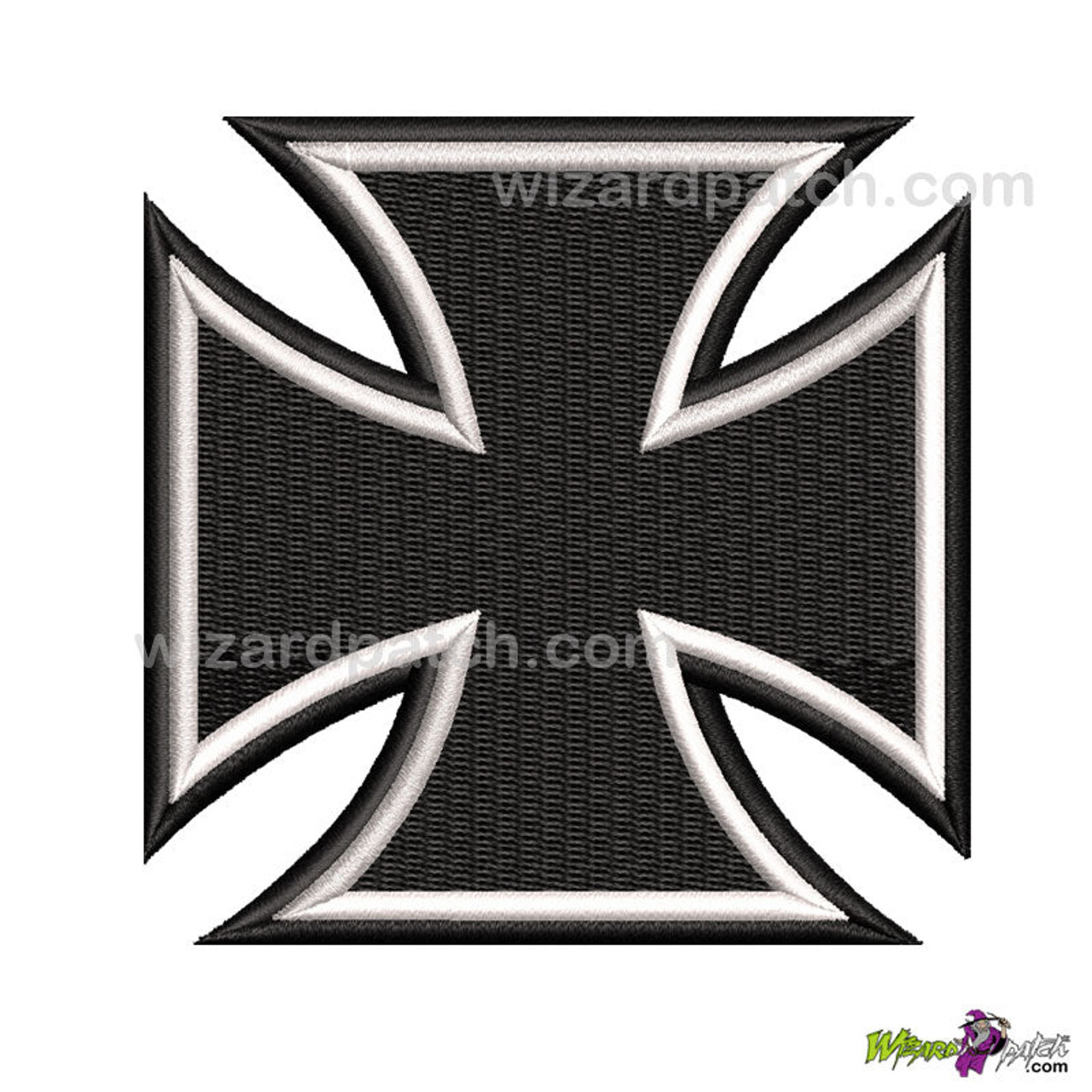MALTESE CROSS EMBROIDERED BADGE 4 SIZE OPTIONS - Wizard Patch maltese-cross-embroidered-badge-4-size-options-wizard-patch