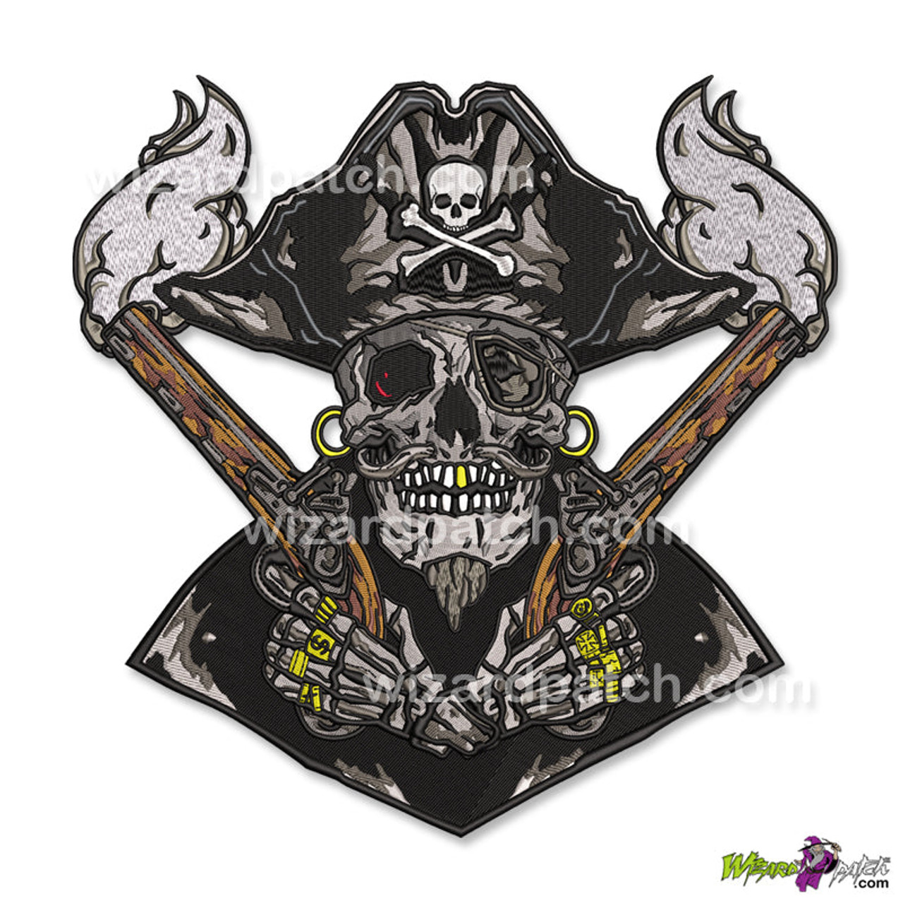 Pirates Skulls With Crossed Bones And Weapon Print Stock