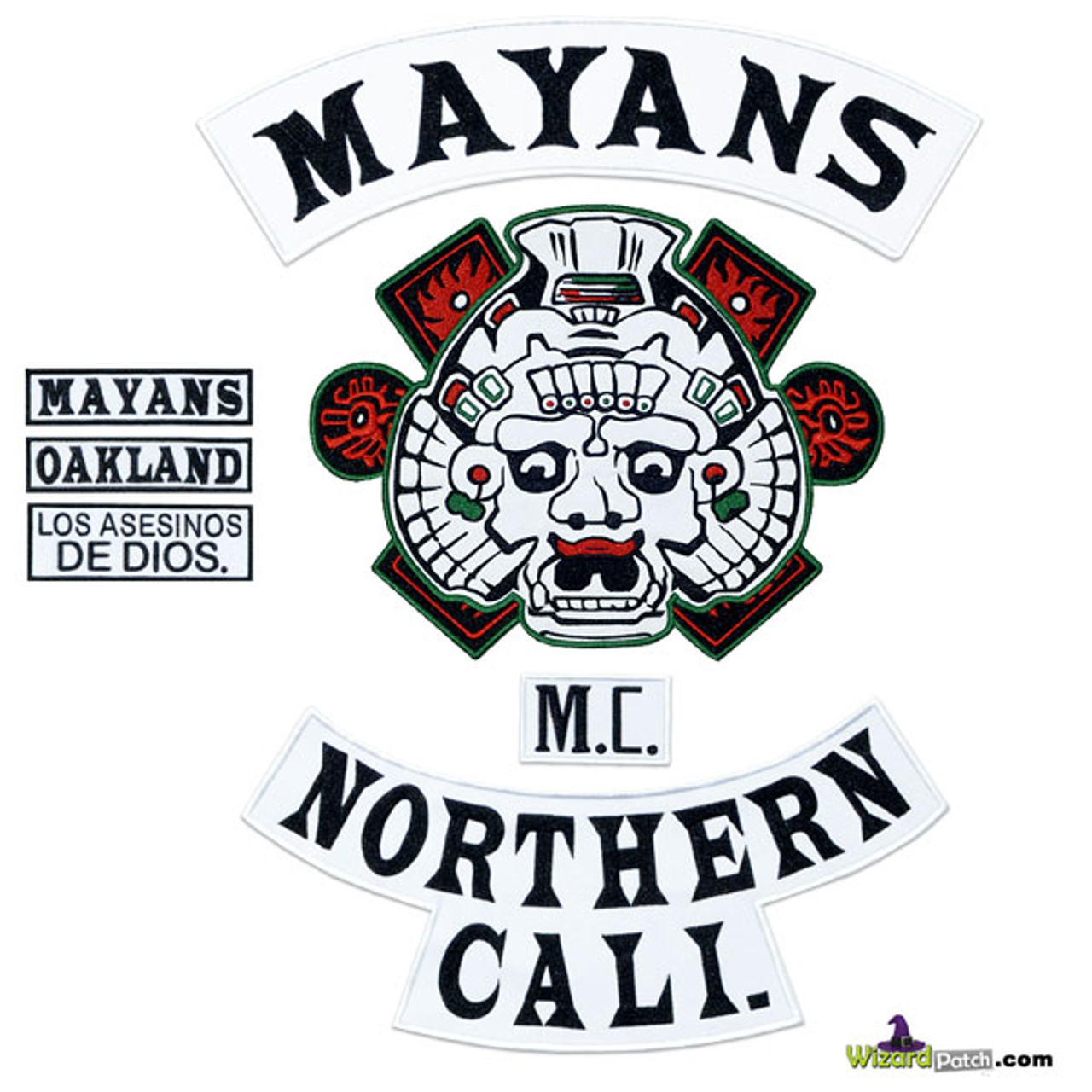MAYANS MC FULL BACK EMBROIDERED PATCH SET 7 PIECE