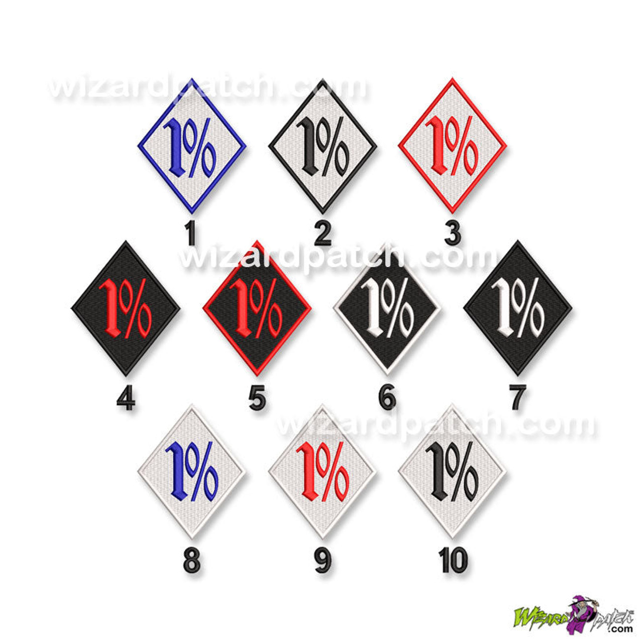 13 Embroidered Biker Diamond Patch in IFC Railroad Font