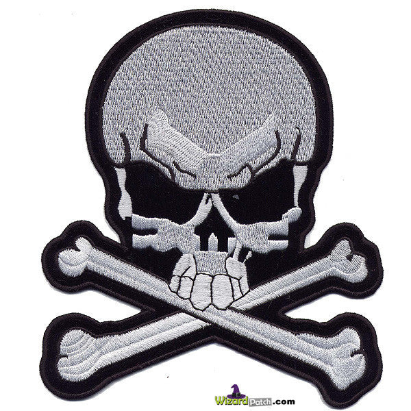 SKULL & BONES EMBROIDERED BIKER 4