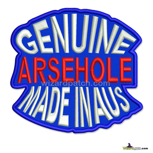 GENUINE ARSEHOLE Biker Tag Funny biker tag patch 4 inch wide
