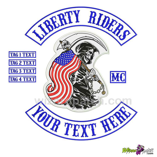LIBERTY RIDERS WIZARD PATCH EMBROIDERED MOTORCYCLE PATCH SET