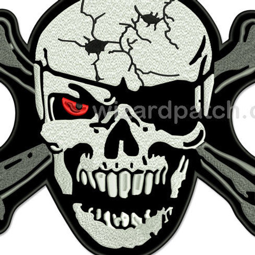 Café Viereck Patch Punisher Skull Round camo / black/ red / gold