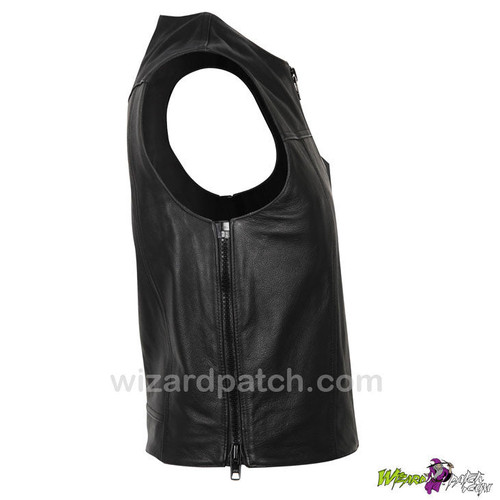 NEW OUTLAW APPAREL LEATHER MAGNUM ELITE BIKER VEST AT WIZARD PATCH NEW OUTLAW APPAREL LEATHER MAGNUM ELITE BIKER VEST AT WIZARD PATCH