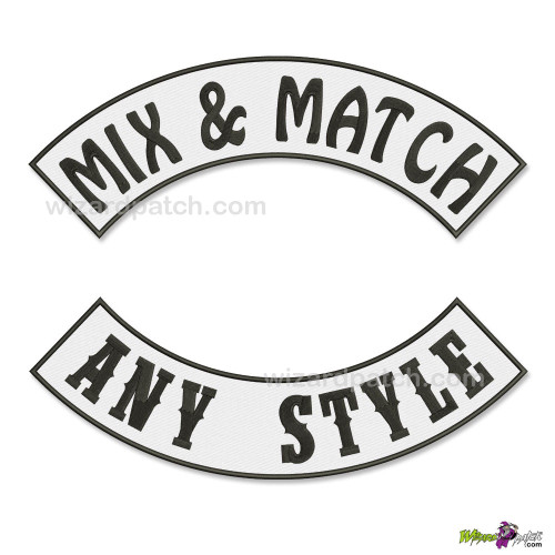 TOP AND BOTTOM ROCKERS, MAKE YOUR OWN PATCHES, CHOOSE YOUR OWN PATCH SET! MAKE YOUR OWN MC CUT. TOP AND BOTTOM ROCKERS, MAKE YOUR OWN PATCHES, CHOOSE YOUR OWN PATCH SET! MAKE YOUR OWN MC CUT.