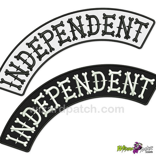 INDEPENDENT EMBROIDERED BIKER ROCKER PATCH HIGH QUALITY STITCHING BIKER BONES LETTERING INDEPENDENT EMBROIDERED BIKER ROCKER PATCH HIGH QUALITY STITCHING BIKER BONES LETTERING
