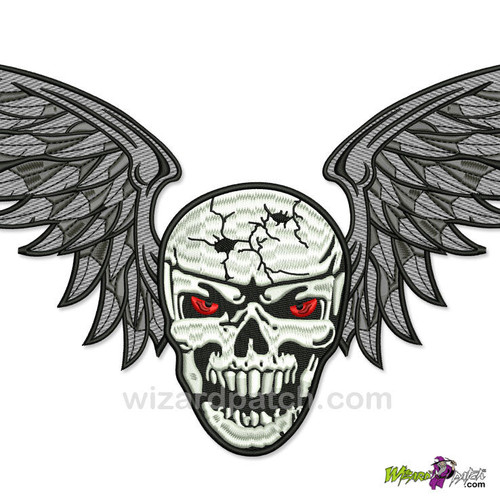 wizard patch WINGED SKULLS CUSTOM EMBROIDERED biker back patch 2 wizard patch WINGED SKULLS CUSTOM EMBROIDERED biker back patch 2
