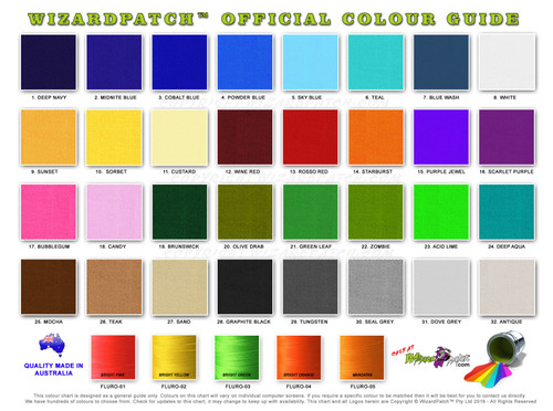 NEW Wizard Patch material thread colour chart for custom australian made embroidered biker vest high quality patches & badges NEW Wizard Patch material thread colour chart for custom australian made embroidered biker vest high quality patches & badges