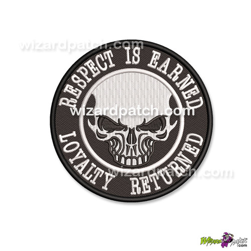 hardcore respect earned loyalty returned embroidered badge club 4 inch disc patch biker style cool design round applique