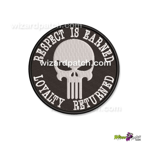 punisher respect earned loyalty returned embroidered badge club 4 inch disc patch biker style cool design round applique