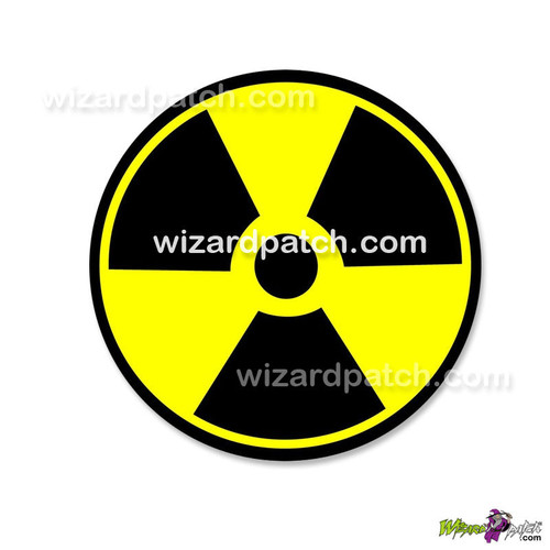 RADIATION EMBROIDERED BADGE DISC NUCLEAR POWER SYMBOL YELLOW AND BLACK PATCH SEW OR IRON ON APPLICATION