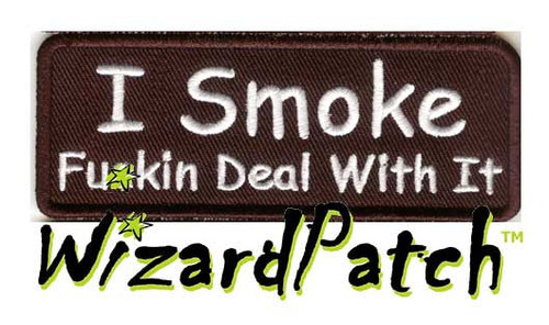 I smoke Funny biker tag patch logo sew on iron badge vest biker