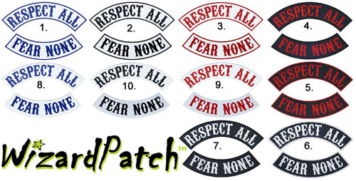 Respect All Fear None Hook Patch – Sew On / Iron On, Embroidered, New