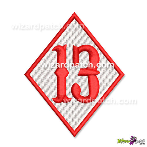 EMBROIDERED PATCH 13 DIAMOND BIKER BADGE IN CARNIVALEE FONT SEW OR IRON ON COLOR TYPE 3 EMBROIDERED PATCH 13 DIAMOND BIKER BADGE IN CARNIVALEE FONT SEW OR IRON ON COLOR TYPE 3