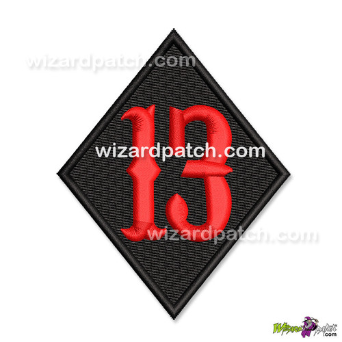 EMBROIDERED PATCH 13 DIAMOND BIKER BADGE IN CARNIVALEE FONT SEW OR IRON ON COLOR TYPE 4 EMBROIDERED PATCH 13 DIAMOND BIKER BADGE IN CARNIVALEE FONT SEW OR IRON ON COLOR TYPE 4