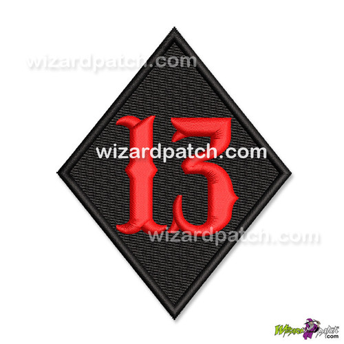 EMBROIDERED PATCH 13 DIAMOND BIKER BADGE IN IFC RAILROAD FONT SEW OR IRON ON COLOR TYPE 4 EMBROIDERED PATCH 13 DIAMOND BIKER BADGE IN IFC RAILROAD FONT SEW OR IRON ON COLOR TYPE 4