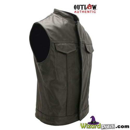 NEW OUTLAW APPAREL LEATHER ROGUE VEST AT WIZARD PATCH NEW OUTLAW APPAREL LEATHER ROGUE VEST AT WIZARD PATCH