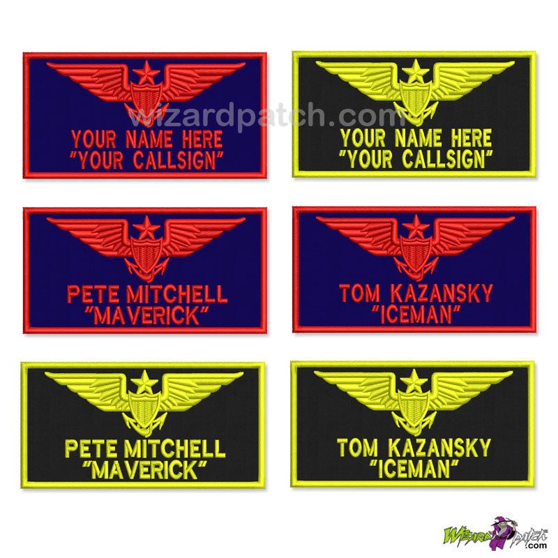 TOP GUN FLIGHT SUIT NAME TAG EMBROIDERED PATCH YOUR NAME - Wizard