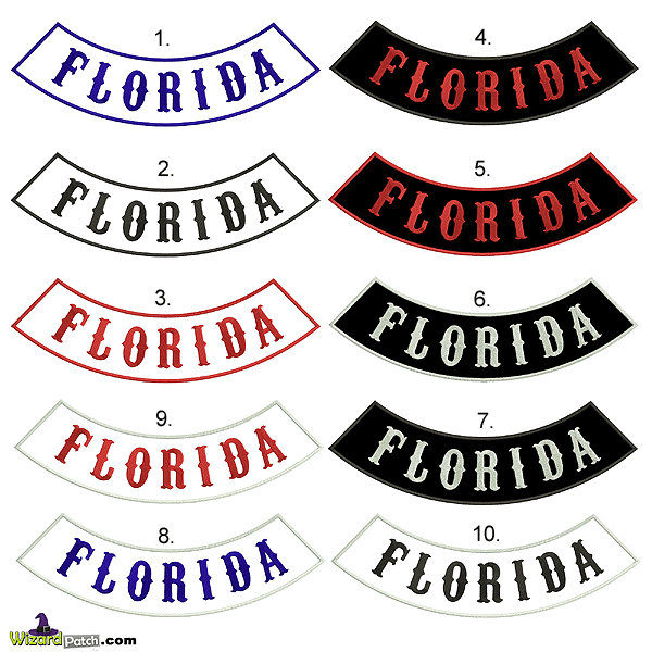 FLORIDA EMBROIDERED ROCKER PATCH FULL SIZE 14