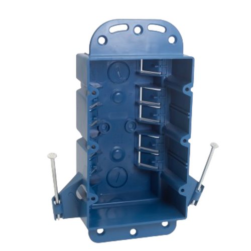 Standard Switch/Outlet Box, New Work, ETL, 3 Gang Interior Wall Electrical Box 44 Cubic 5-7/8-Inch Length by 3-3/4-Inch Width by 3-Inch Depth, Plastic Blue 