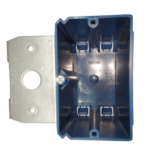 Switch/Outlet Box with Adjustable Bracket, New Work, ETL, 1 Gang Interior Wall Electrical Box 21 Cubic 2.25-Inch Length by 3.65-Inch Width by 3.32-Inch Depth, Plastic Blue